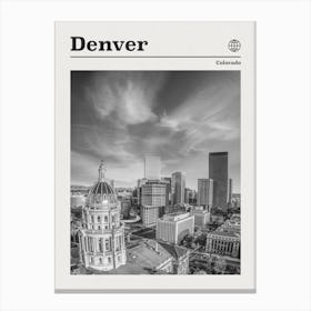 Denver Colorado Black And White Canvas Print