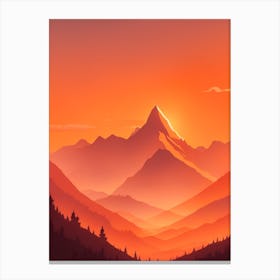 Misty Mountains Vertical Composition In Orange Tone 34 Canvas Print