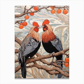 Art Nouveau Birds Poster Rooster 4 Canvas Print
