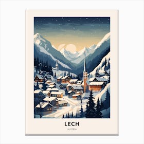 Winter Night  Travel Poster Lech Austria 2 Canvas Print