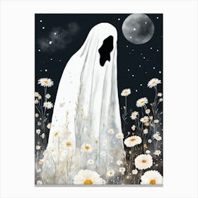 Sheet Ghost In A Field Of Flowers Painting (24) Canvas Print