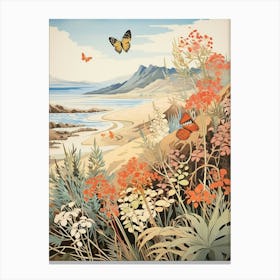 Butterflies In The Sand Dunes Japanese Style Painting 1 Canvas Print