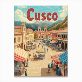 Aihrgdesign A Classic 1960s Travel Poster For Cusco 2 Canvas Print