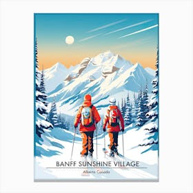 Banff Sunshine Village   Alberta Canada, Ski Resort Poster Illustration 2 Canvas Print