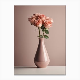 A Vase Of Pink Roses 75 Canvas Print