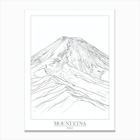 Mount Etna Italy Line Drawing 6 Poster Canvas Print
