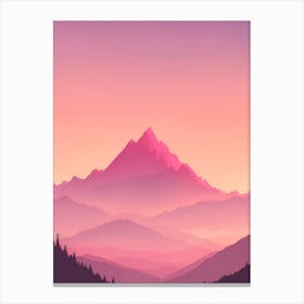 Misty Mountains Vertical Background In Pink Tone 39 Canvas Print