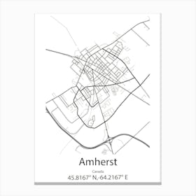 Amherst,Canada Minimalist Map Canvas Print