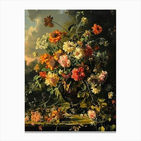 Baroque Floral Still Life Coneflower 4 Canvas Print