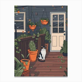 Cat On The Porch 1 Canvas Print