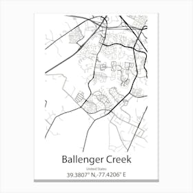 Ballenger Creek,United States Minimalist Map 1 Canvas Print