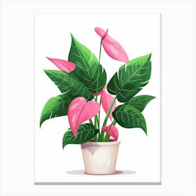 Pink Plant In A Pot 2 Canvas Print
