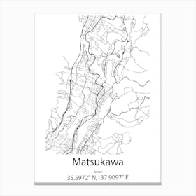 Matsukawa,Japan Minimalist Map Canvas Print