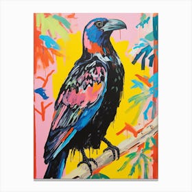 Colourful Bird Painting Raven 3 Canvas Print