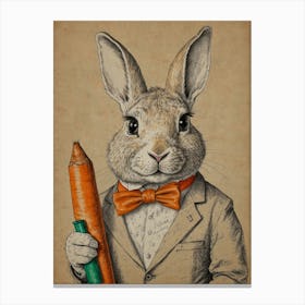 Rabbit Holding Pencil Canvas Print