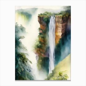 Tequendama Falls, Colombia Water Colour  Canvas Print