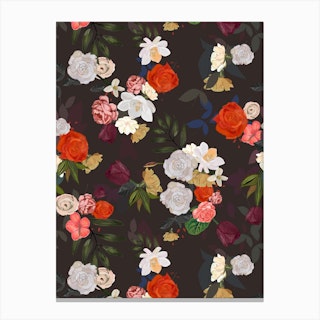 Roses Tulip Mix Flowers Canvas Print