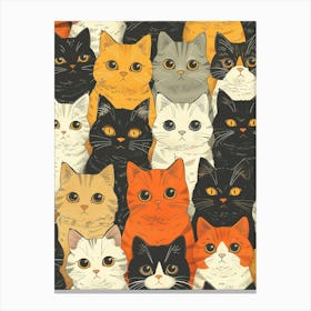 Perfectly Repeatable Artwork With Cute Cat Faces 42 Canvas Print