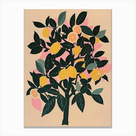 Lemon Tree Colourful Illustration 4 Canvas Print
