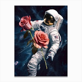 Astronaut With A Bouquet Of Flowers 7 Canvas Print