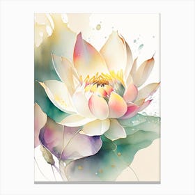 Lotus Flower Pattern Storybook Watercolour 3 Canvas Print