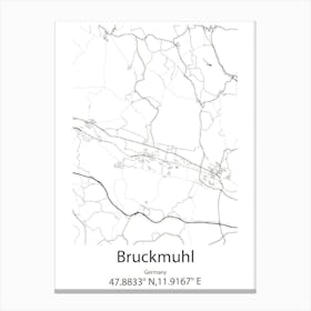 Bruckmuhl,Germany Minimalist Map Canvas Print