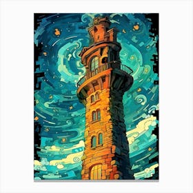 Starry Night Lighthouse Canvas Print