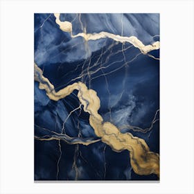 Gold And Blue Marble Canvas Print
