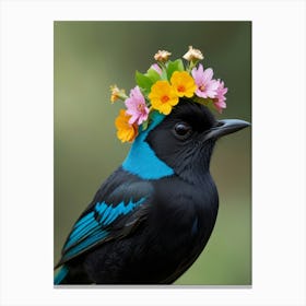 Bird With A Flower Crown 5 Canvas Print