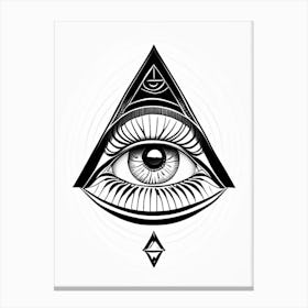 Balance, Symbol, Third Eye Simple Black & White Illustration 2 Canvas Print