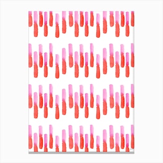 Pink And Red Watercolor Stripes Canvas Print