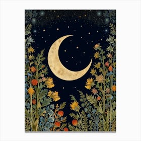 Default William Morris Print Night Sky Botanical Moon Poster V 2 1 Gigapixel Standard V2 4x Canvas Print