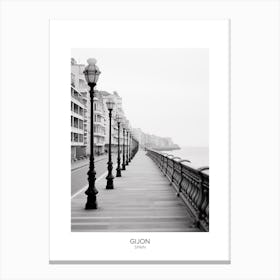 Poster Of Gijon, Spain, Black And White Analogue Photography 3 Canvas Print