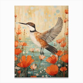 Grebe 2 Detailed Bird Painting Canvas Print