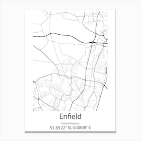 Enfield Lock,United Kingdom Minimalist Map Canvas Print