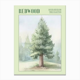 Redwood Tree Atmospheric Watercolour Painting 2 Poster Canvas Print