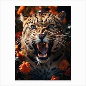 Floral jaguar roar Canvas Print