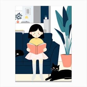 Girl Reading A Book 3 Canvas Print