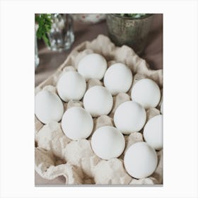 White Eggs In A Carton 3 Canvas Print