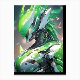 Green And White Robot Eagle Canvas Print