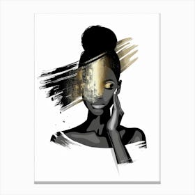 Black Woman With Gold Paint Canvas Print