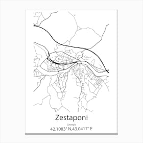 Zestaponi,Georgia Minimalist Map Canvas Print