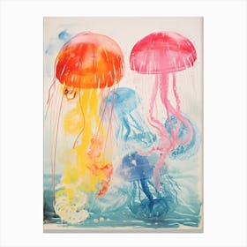 Jellyfish Risograph Inspired 1 Canvas Print