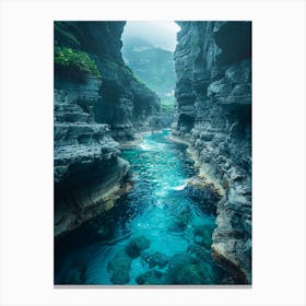 Blue Water In A Gorge 1 Canvas Print