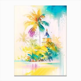 Barbados Watercolour Pastel Tropical Destination Canvas Print