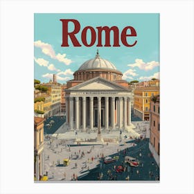 Aihrgdesign A Retro Travel Poster For Rome 4 Canvas Print