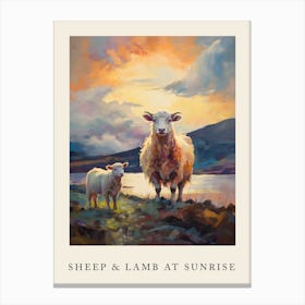 Sheep & Lamb At Sunrise Canvas Print