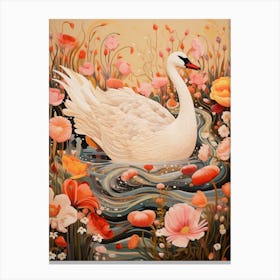 Swan 2 Detailed Bird Painting Canvas Print