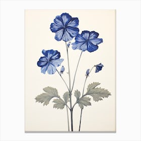Blue Botanical Geranium 3 Canvas Print