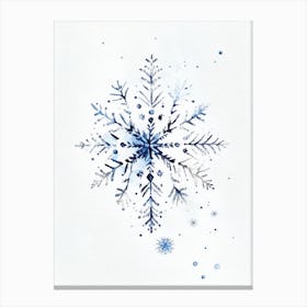 Intricate, Snowflakes, Minimalist Watercolour 2 Canvas Print